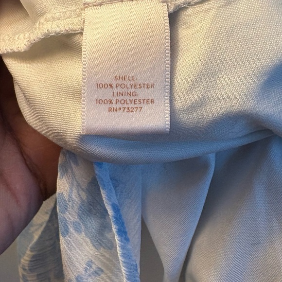 EUC LC Lauren Conrad Blue and White Asymmetrical Long Sleeve Blouse - Picture 7 of 8
